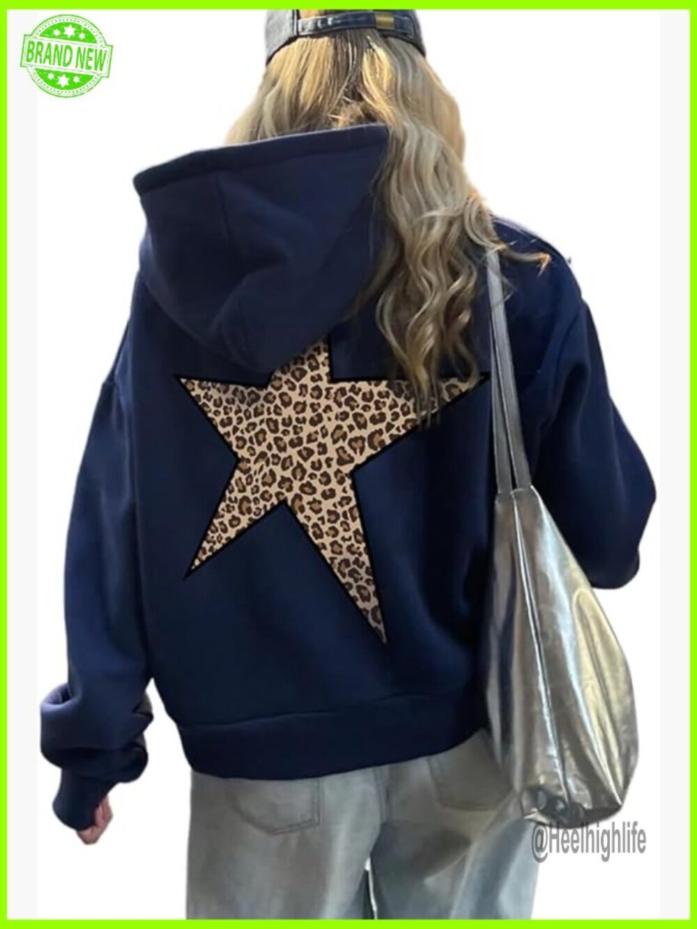 Star Graphic Hoodie Oversized Y2k Cheetah Print Streetwear Unisex Pullover